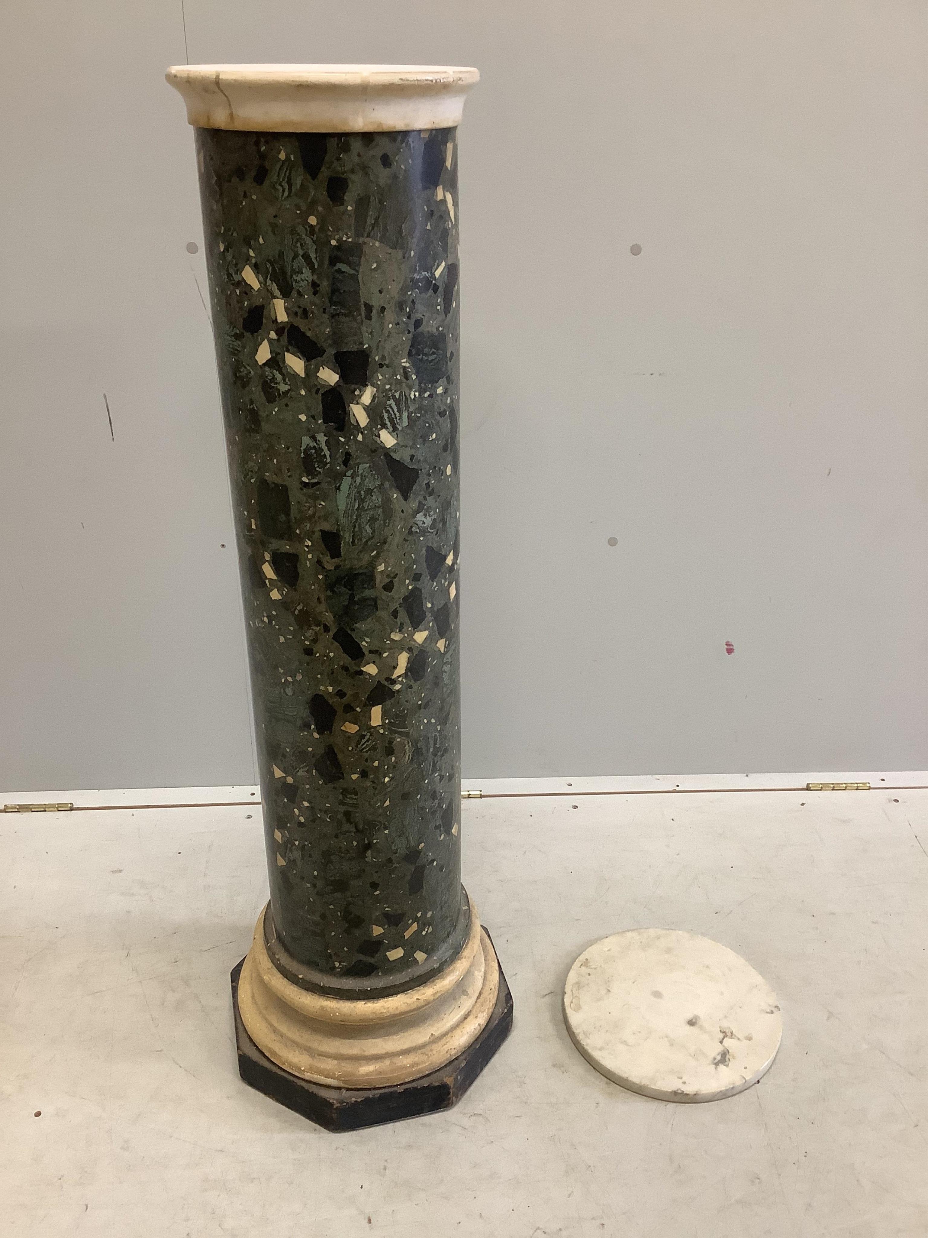 A 19th century marble top Scagliola pedestal, height 115cm. Condition - fair